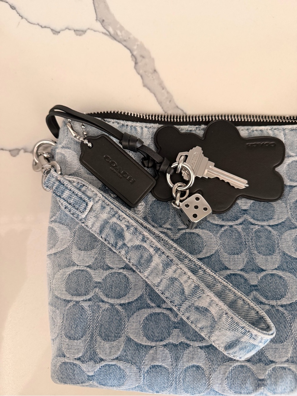 Coach Denim Signature Wristlet Clutch in Light Blue - Picture 2 of 4